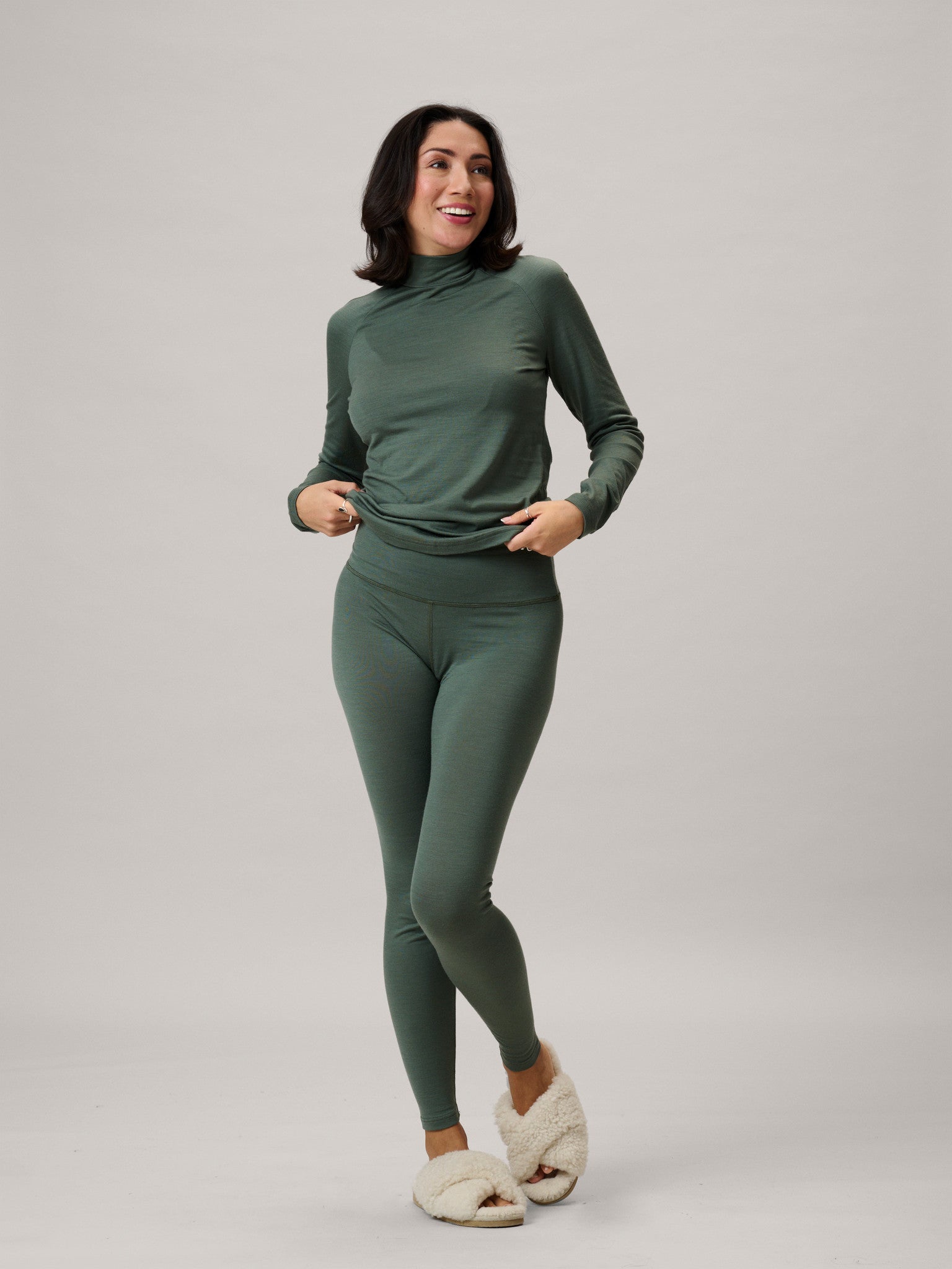 Basisschicht-Set: Aleksandra Merino-Langarmshirt - Ingrid Merino Long Jane Grün