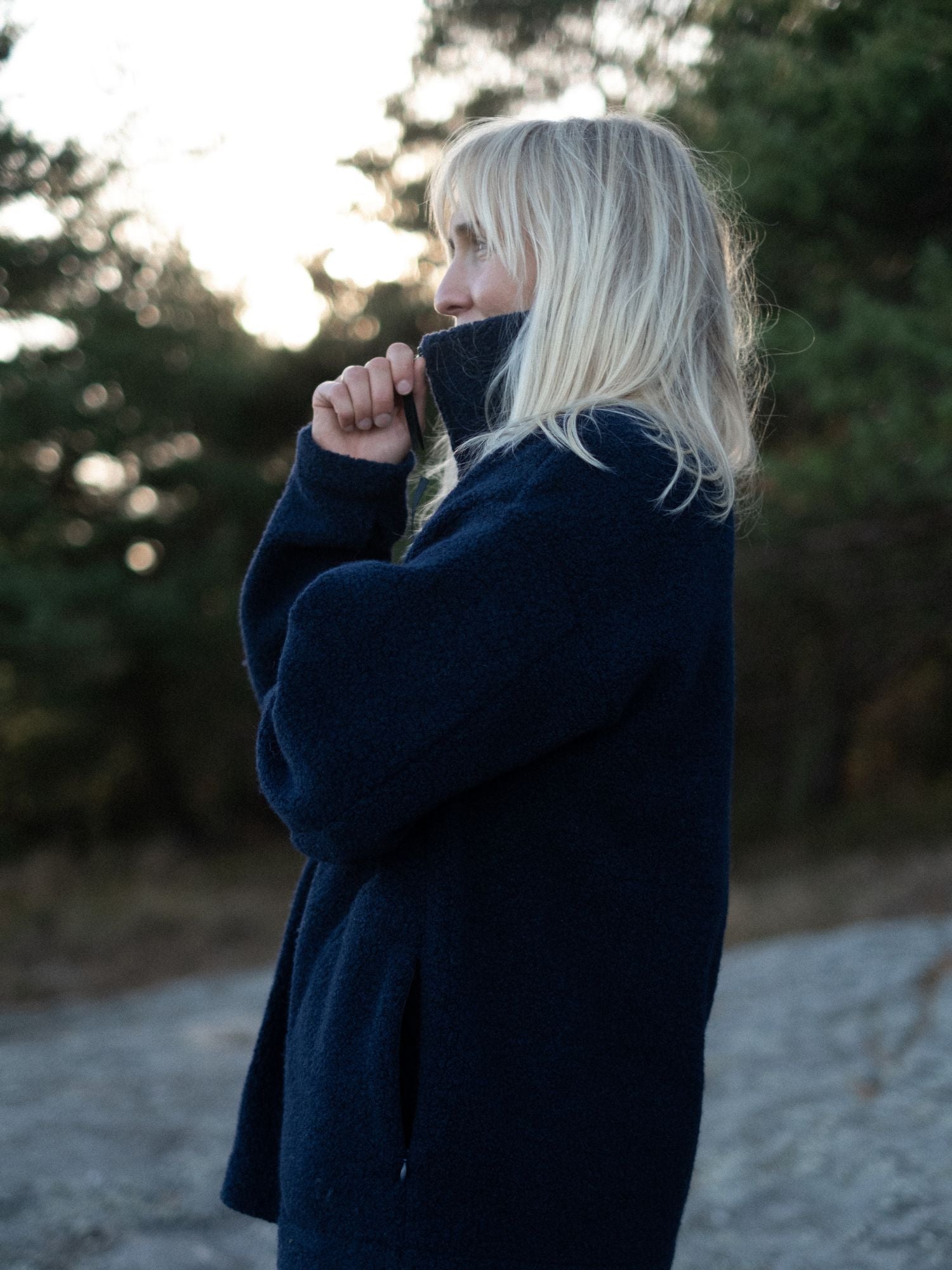 Minna Minimalist Wool Fleece Jacket Navy