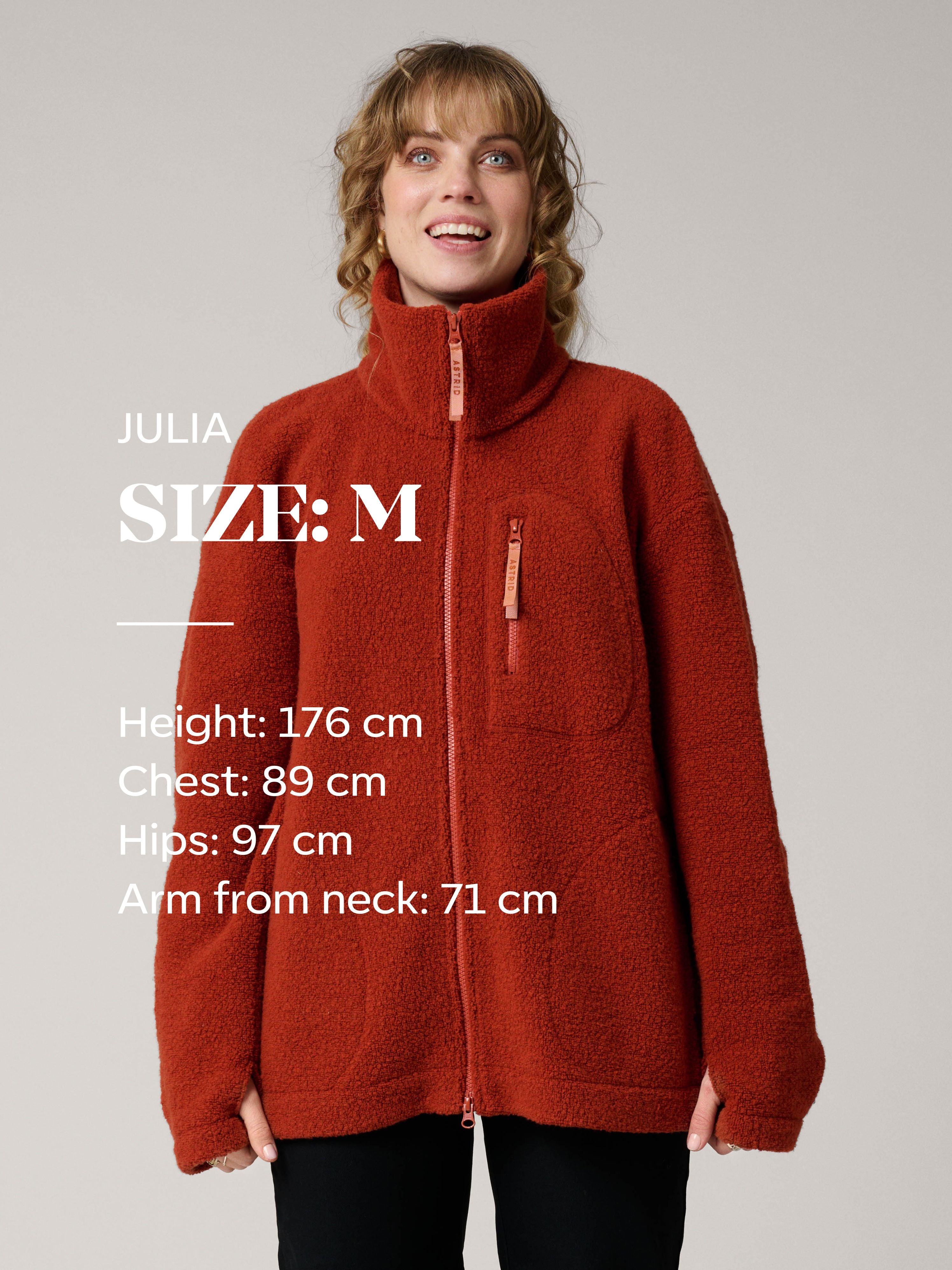 Minna Minimalist Wool Fleece Jacket Rust