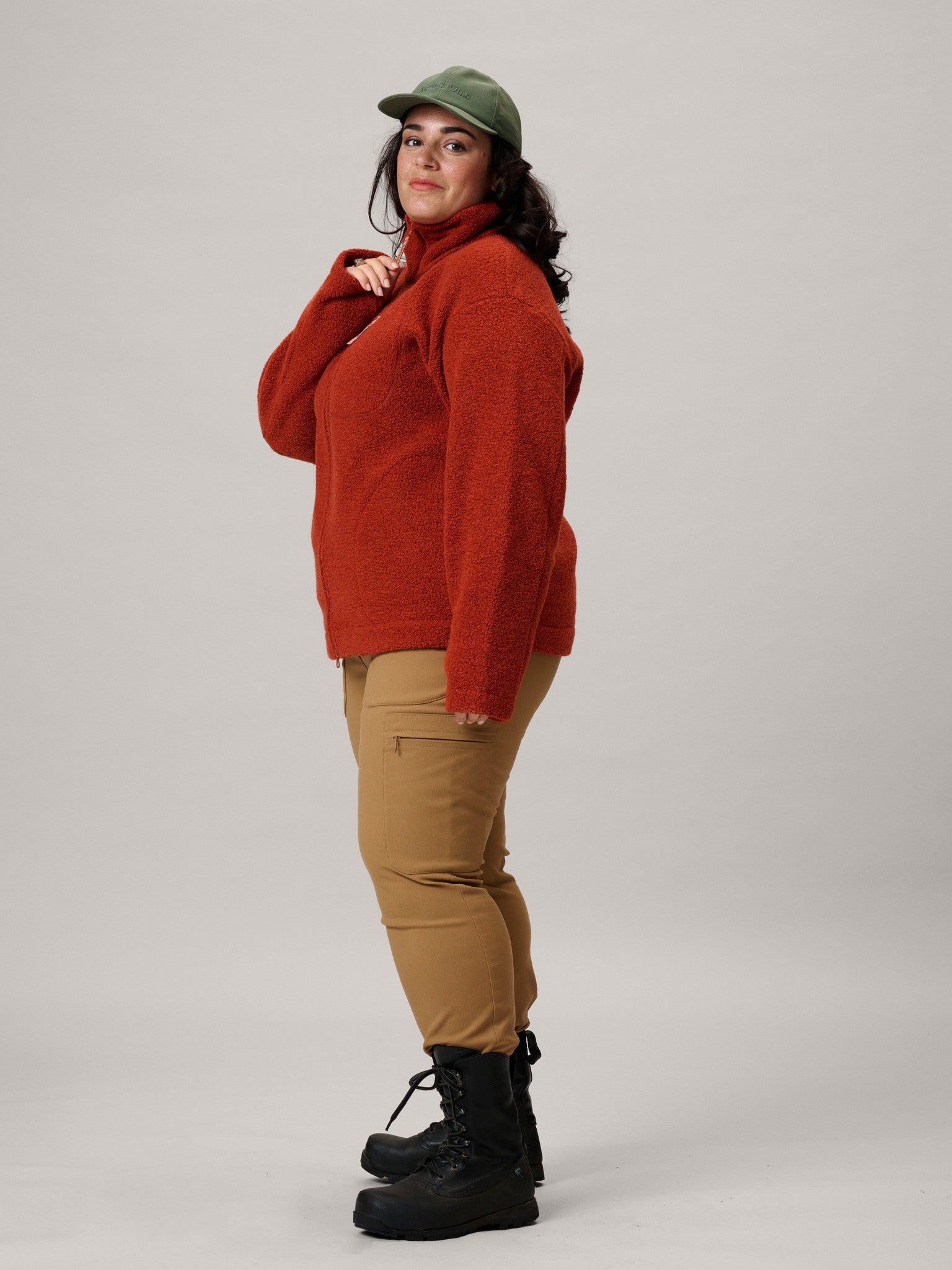 Minna Minimalist Wool Fleece Jacket Rust